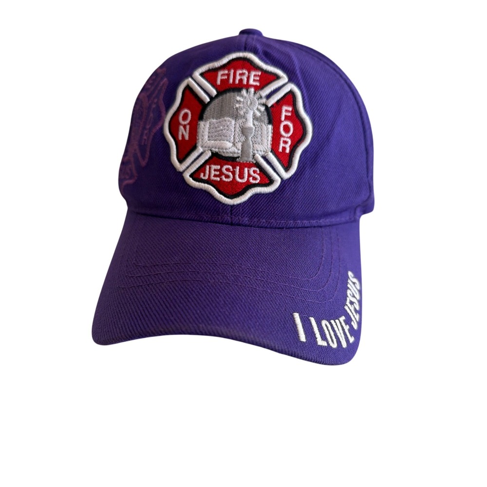 Purple Firefighter Emblem Baseball‎ Cap Adjustable Strap